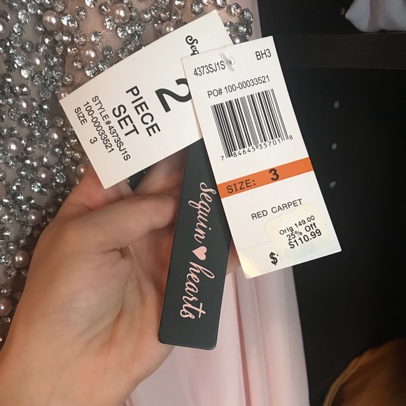 Sequin Heart two piece set prom dress - Picture 3 of 8